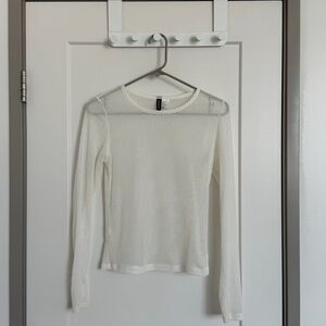H&M white Ribbed Long Sleeve Top